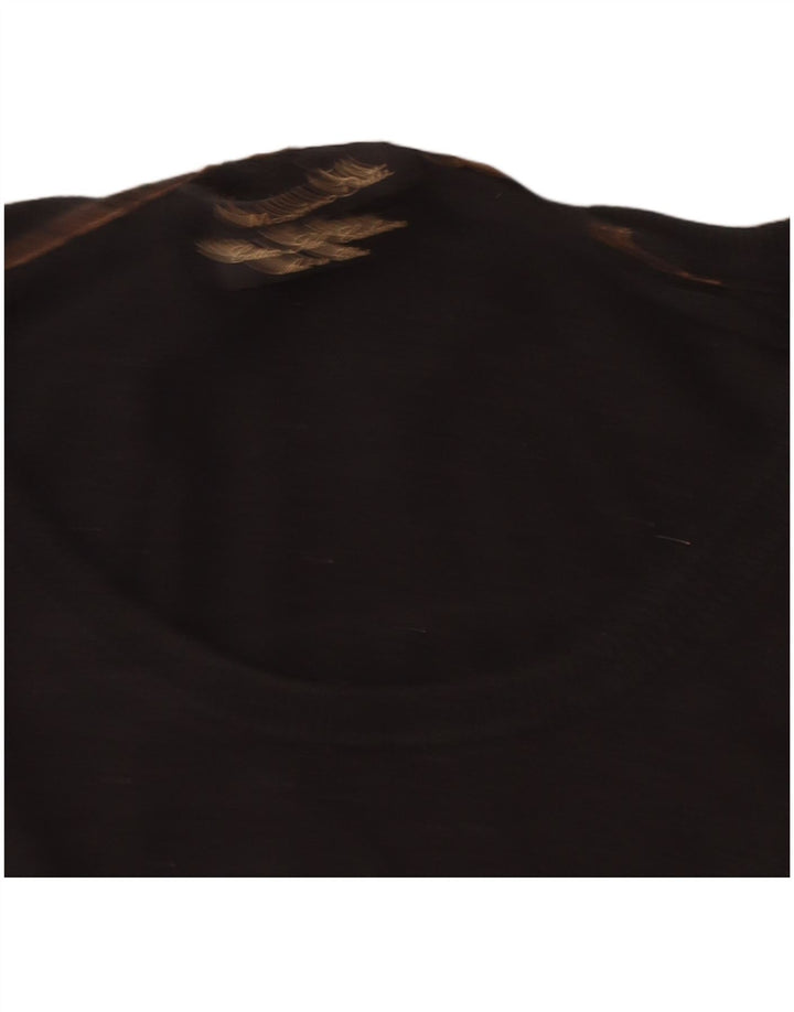 Massimo Dutti Herren-Pullover mit U-Boot-Ausschnitt, Größe S, schwarze Baumwolle