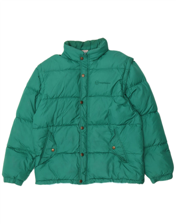 Sergio Tacchini Herren Wattierte Jacke UK 40 Large Grün Polyamid