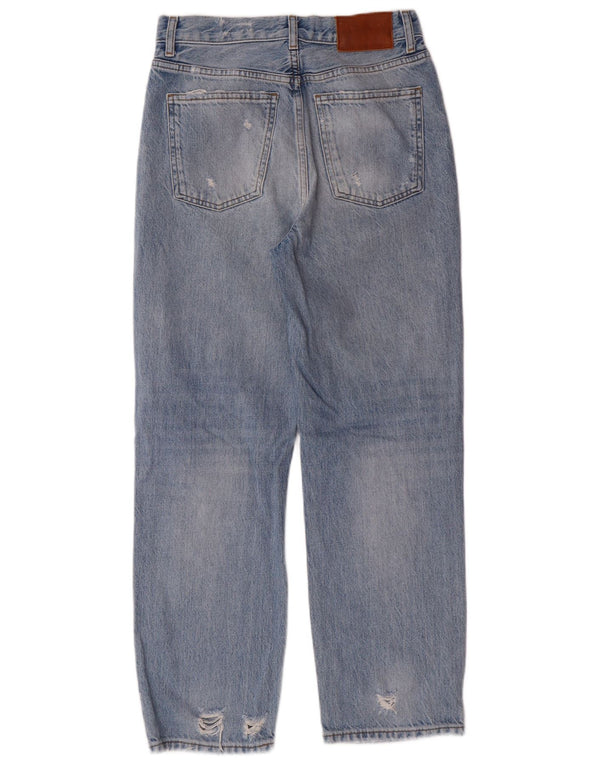 Zara Damen Distressed Tapered Jeans EU 36 XS W26 L27 Blue Cotton Grunge