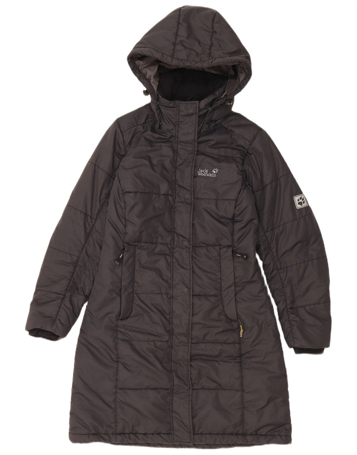 Jack Wolfskin Damen Kapuzenmantel, gepolstert, UK 10, Größe S, Schwarz, Polyester