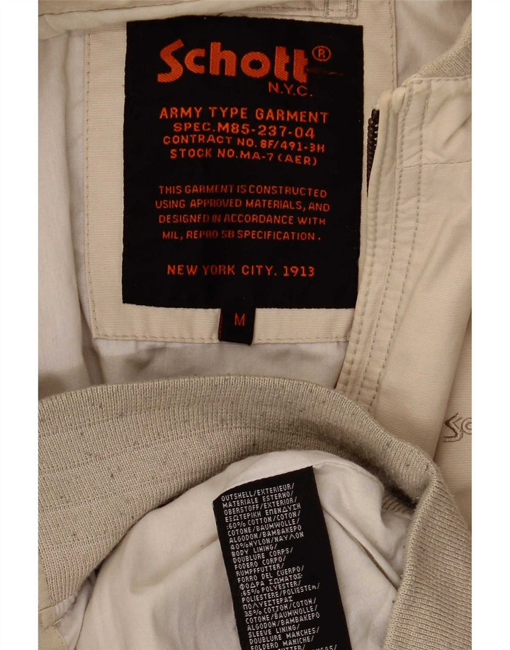 Schott Herren-Militär-Bomberjacke, UK 38, mittelbeige Baumwolle