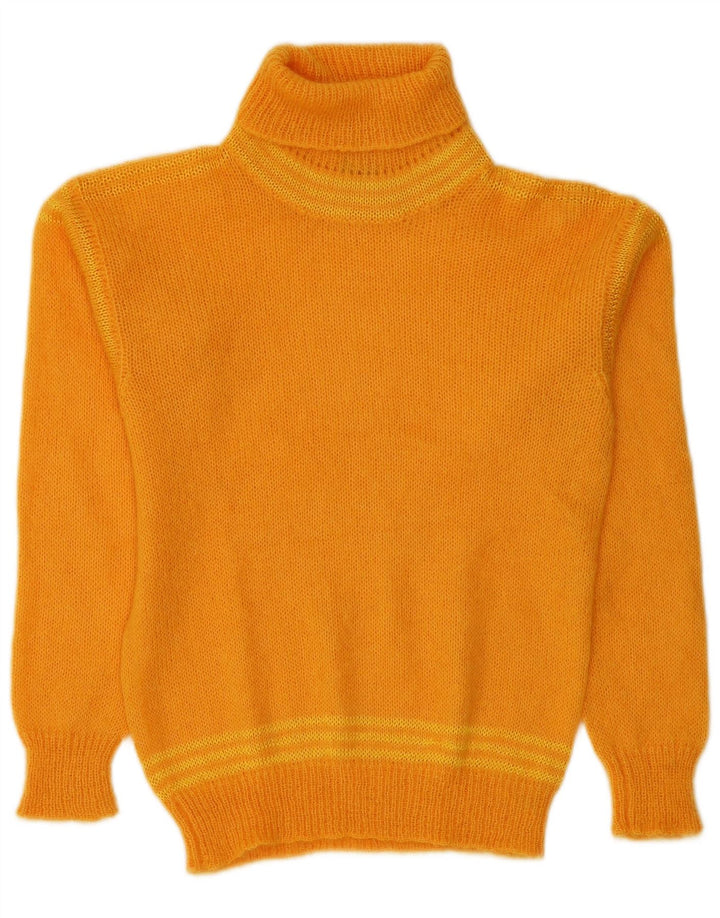 Vintage Damen Rollkragenpullover Pullover UK 12 Medium Orange Mohair