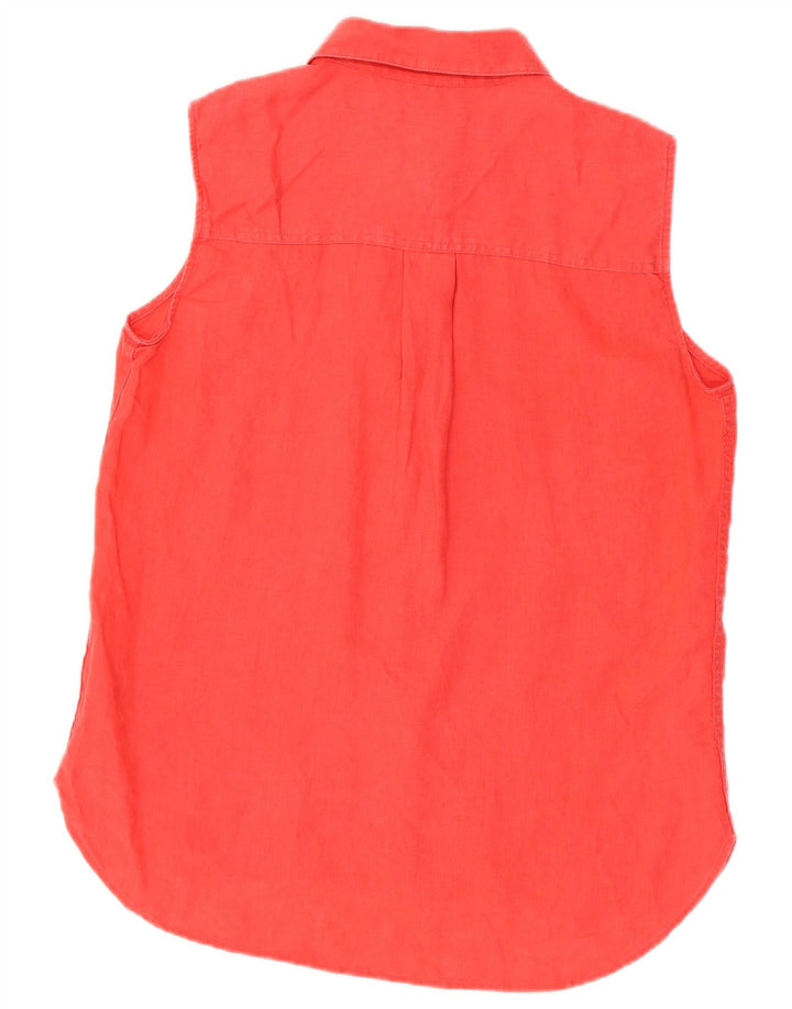 MARKS & SPENCER Damen Ärmelloses Hemd UK 12 Mittelrosa Leinen