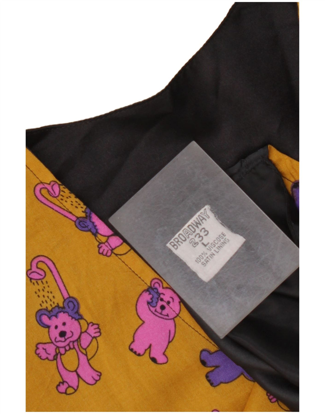 BROADWAY Herren-Weste mit Grafik, groß, gelbe Farbblock-Viskose