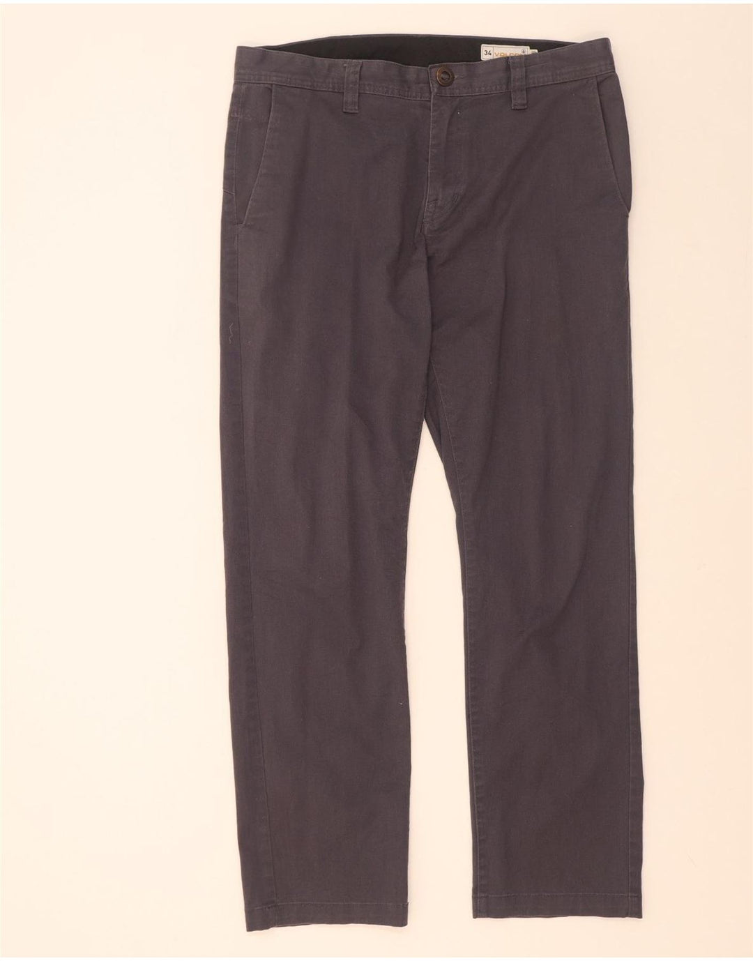 Volcom Herren Straight Chino Hose W34 L32 Graue Baumwolle
