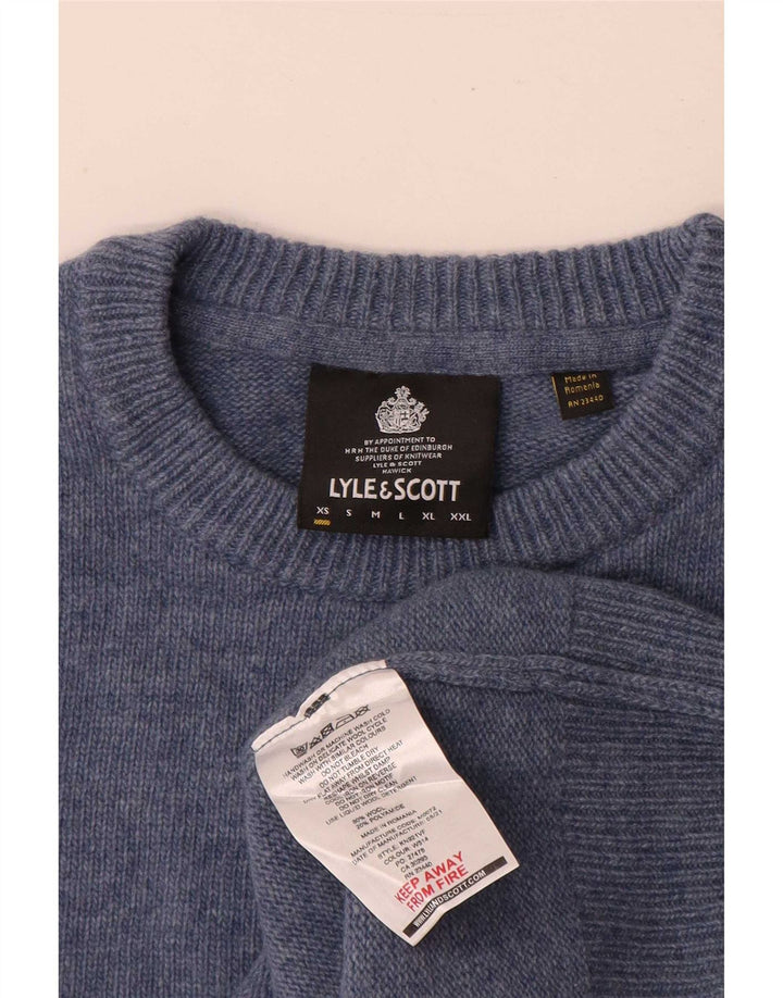 Lyle & Scott Herren-Pullover mit Rundhalsausschnitt, XS, blaue Wolle
