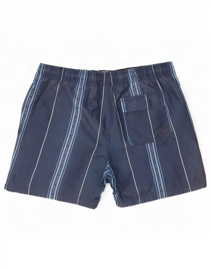 Calvin Klein Herren-Badeshorts mit Grafik, mittelgroß, Marineblau gestreift