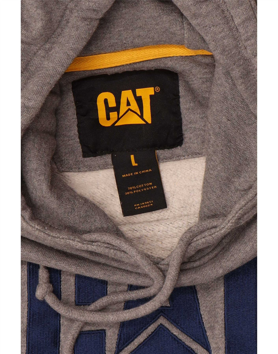 CAT Herren-Kapuzenpullover mit Grafik, groß, graue Baumwolle