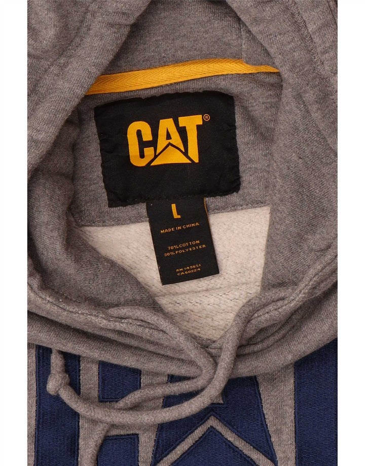 CAT Herren-Kapuzenpullover mit Grafik, groß, graue Baumwolle