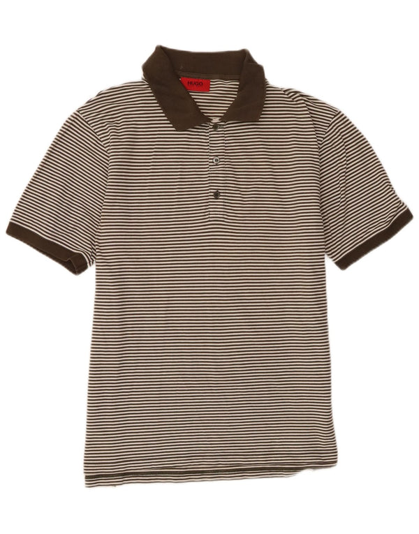 Hugo Boss Herren Poloshirt XL Khaki Nadelstreifen Baumwolle
