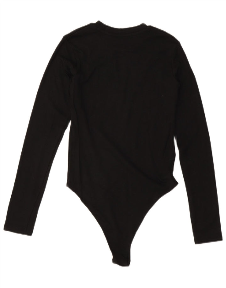 ZARA Damen Langarm-Body UK 14 Large Schwarz