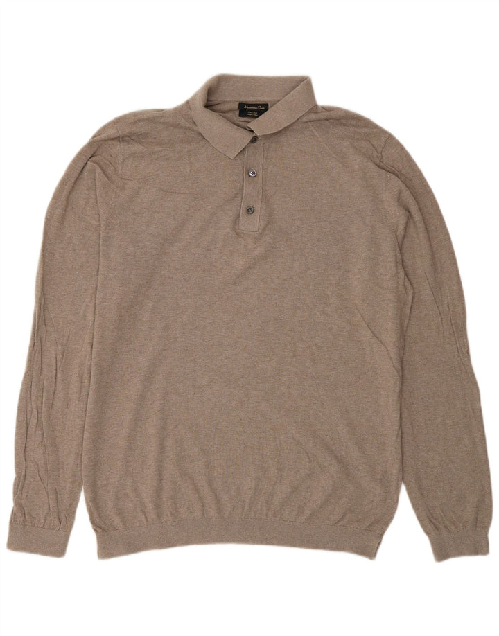 Massimo Dutti Herren-Pullover mit Rollkragen, mittelbeige Baumwolle