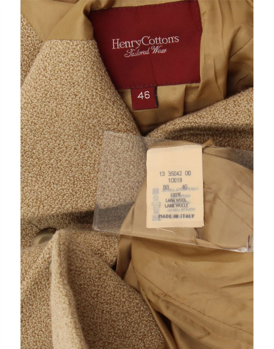 Henry Cottons Damen-Blazerjacke mit 4 Knöpfen, IT 46, große beige Wolle