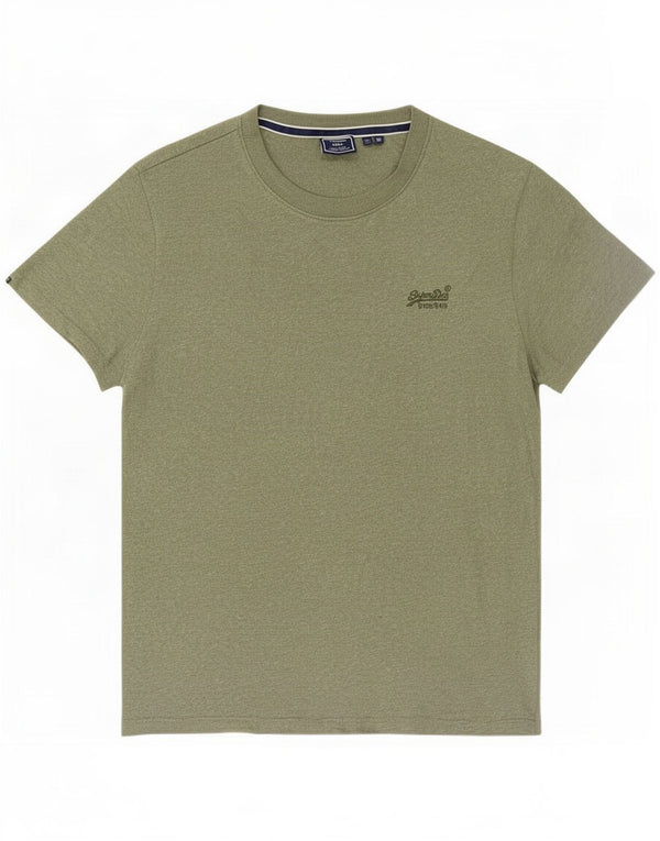 Superdry Herren-T-Shirt-Oberteil XL aus grün gefleckter Baumwolle