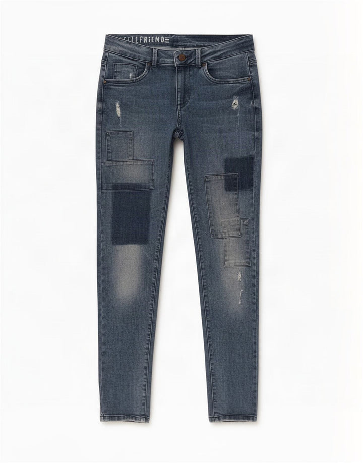 Marks & Spencer Damen Girlfriend Slim Jeans UK 10 Small W30 L31 Blau