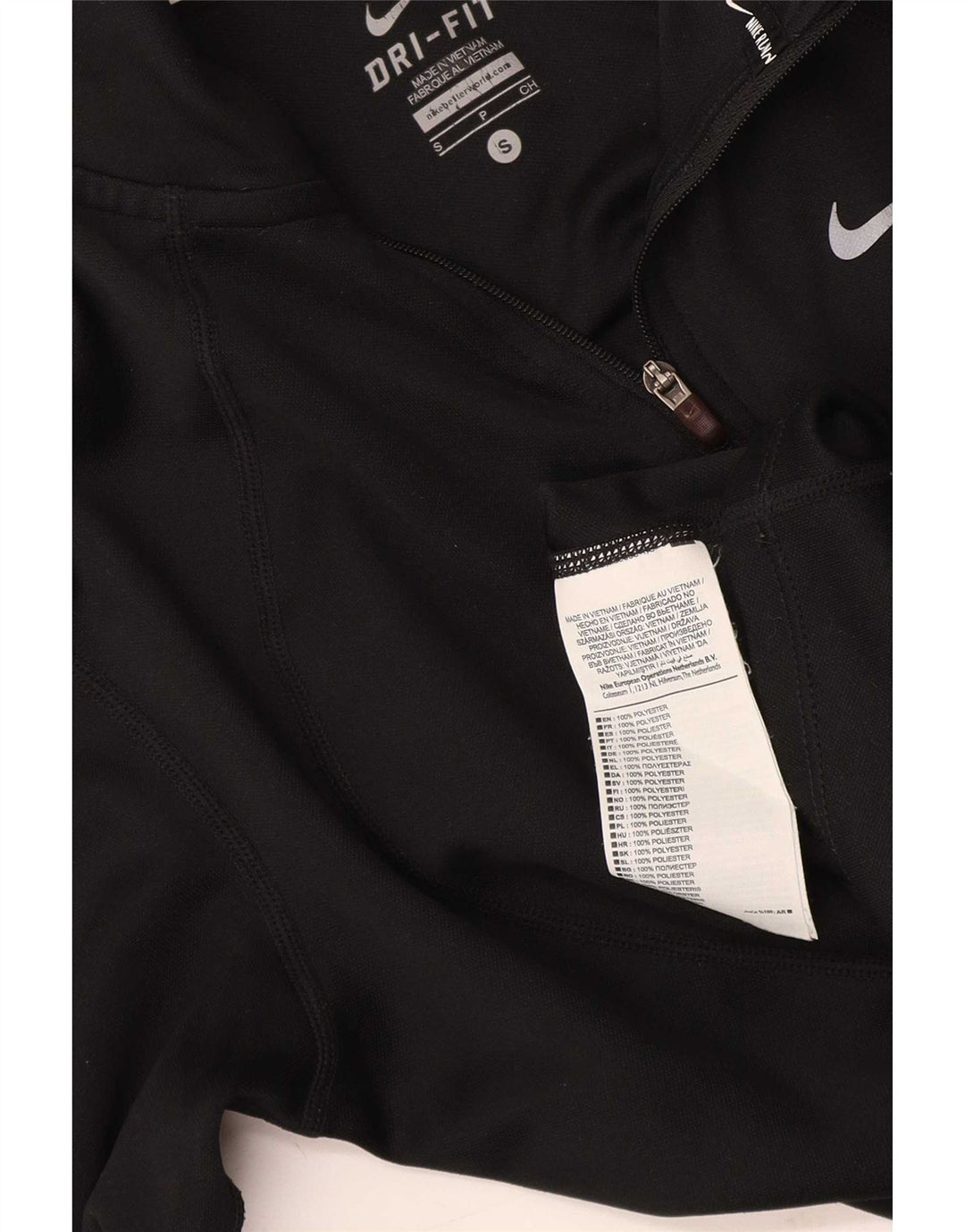 Nike Womens Dri Fit Zip Neck Pullover Trainingsanzug Top UK 10 Small Schwarz