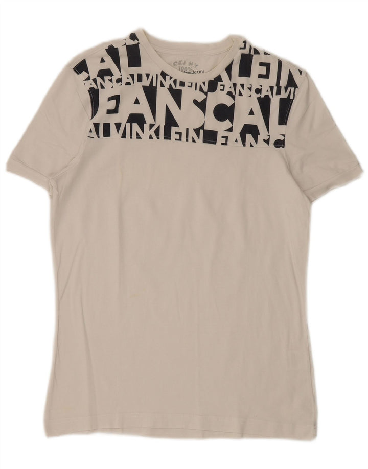 Calvin Klein Jeans Herren-T-Shirt mit Grafik, mittelweiße Baumwolle