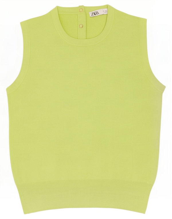 Zara Damen Weste Top UK 8 Small Grüne Viskose