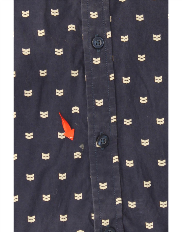 BILLABONG Herren Slim Fit Kurzarmhemd Mittelblau gepunktete Baumwolle