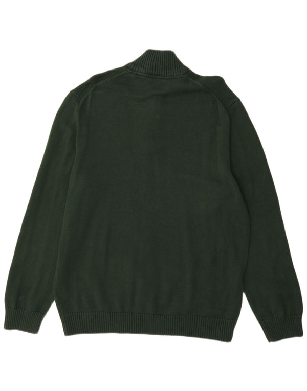 Gant Herren-Pullover mit Reißverschluss am Hals, 2XL, grüne Baumwolle