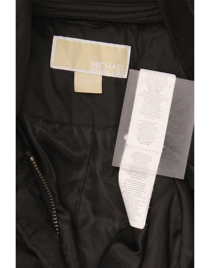 Michael Kors Damen-Kapuzen-Übergröße, gepolsterter Mantel, UK 6, XS, Schwarz, Polyester