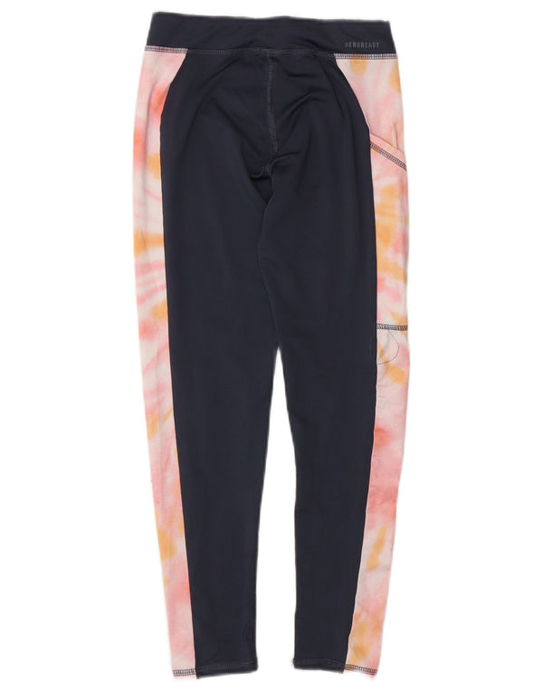 Adidas Aeroready-Leggings für Mädchen, 7–8 Jahre, Größe S, Marineblau, Batik-Polyester