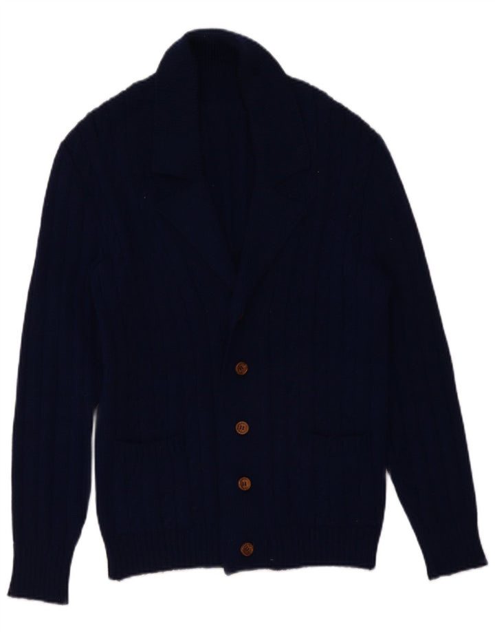 Vintage Herren Cardigan Pullover Klein Marineblau