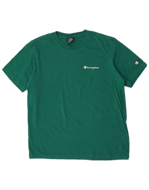 Champion Mens T-Shirt Top Large Green Cotton