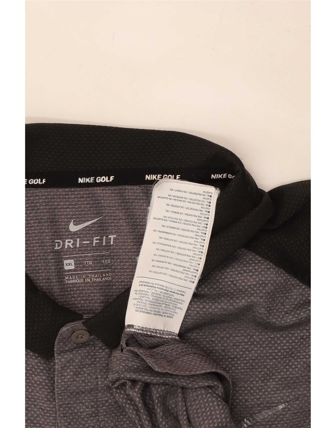 Nike Herren Dri Fit Poloshirt 2XL Graues Colourblock-Polyester