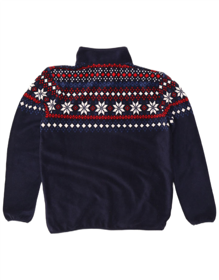 TCM Herren-Pullover-Trainingsoberteil mit Reißverschluss am Hals, mittleres Marineblau, Fair Isle-Muster