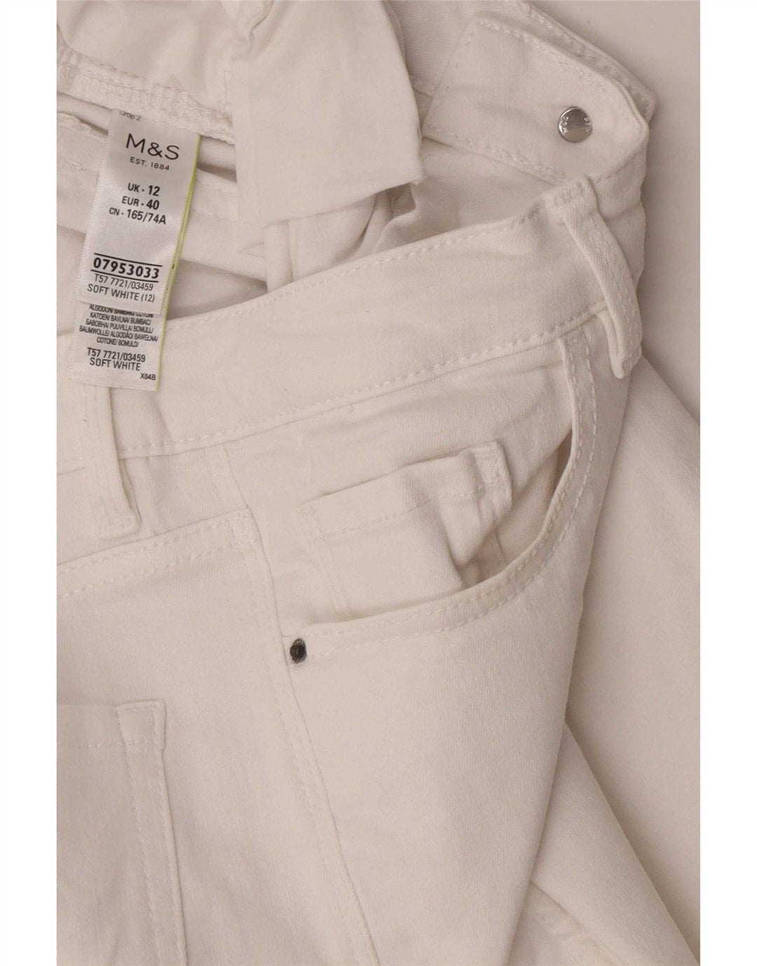 Marks & Spencer Damen-Cropped-Jeans UK 12 Medium W28 L23 Weiße Baumwolle