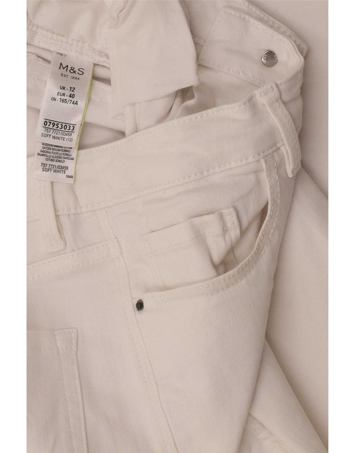 Marks & Spencer Damen-Cropped-Jeans UK 12 Medium W28 L23 Weiße Baumwolle
