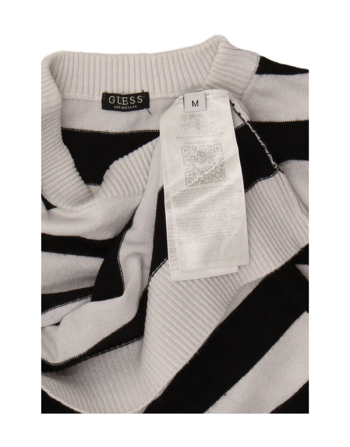 Guess Damen-Pullover mit grafischem Rundhalsausschnitt, UK 12, mittelweiße Viskose