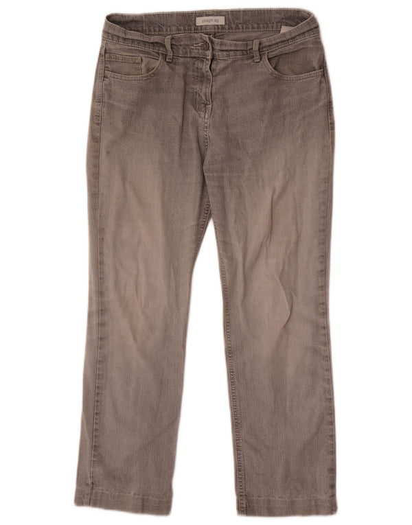 Marks & Spencer Damen Straight Jeans UK 12 Medium W30 L26 Grau Baumwolle