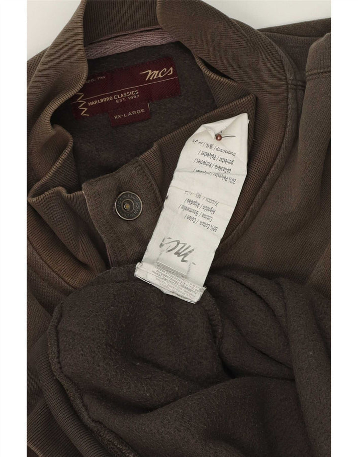 Marks & Spencer Herren-Sweatshirt mit grafischem Knopfkragen, 2XL, braun, Baumwolle