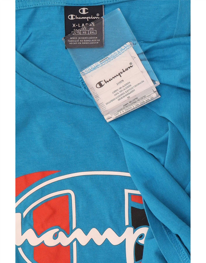 Champion Herren Grafik T-Shirt Top XL Blau