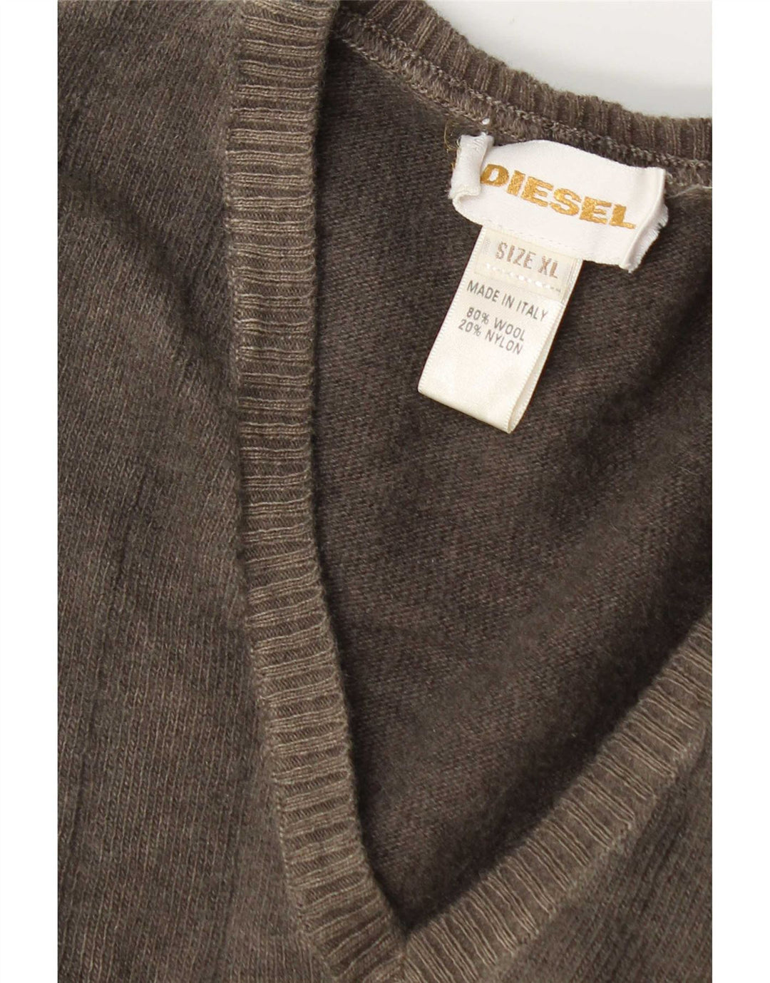 Diesel Herren-Pullover mit V-Ausschnitt, XL, graue Wolle