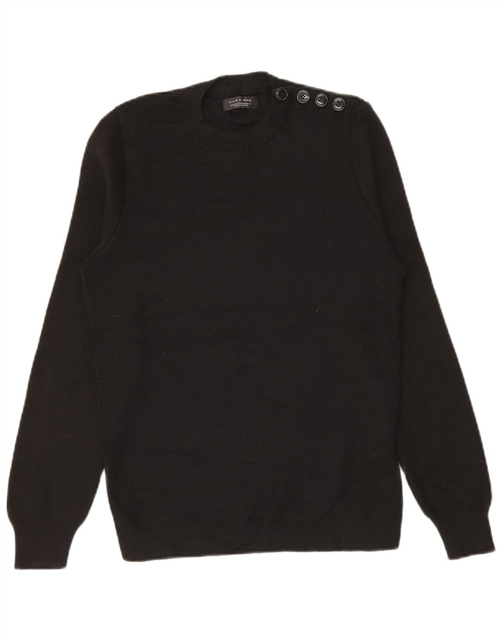 Zara Herren-Pullover mit Rundhalsausschnitt, Mittelschwarz
