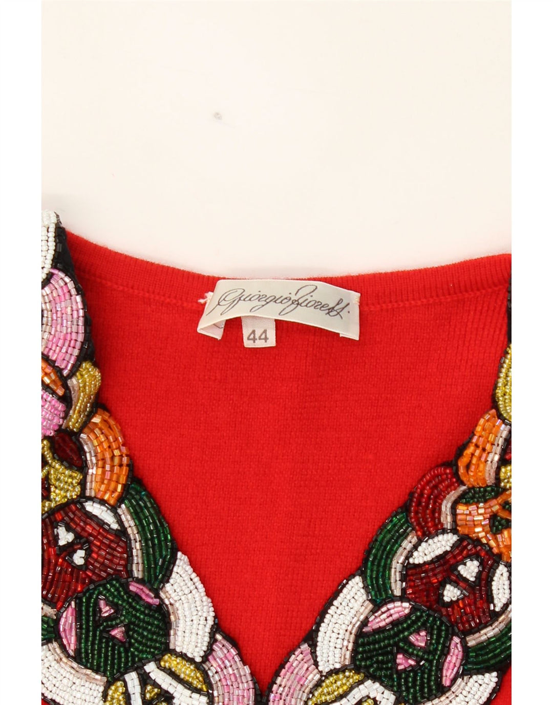 VINTAGE Womens V-Neck Jumper Sweater IT 44 Medium Red Vintage Vintage and Second-Hand Vintage from Messina Hembry 