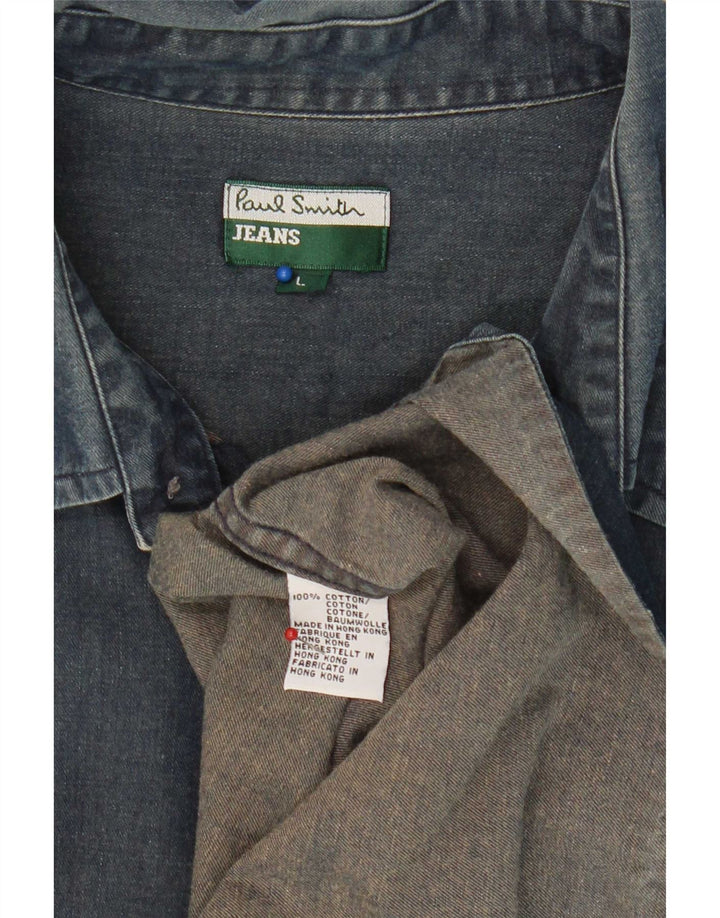 Paul Smith Herren Kurzarm-Jeanshemd, groß, marineblau, Baumwolle