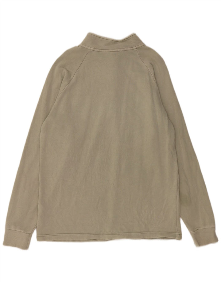REEBOK Herren-Sweatshirt mit Reißverschluss am Hals, große Khaki-Baumwolle