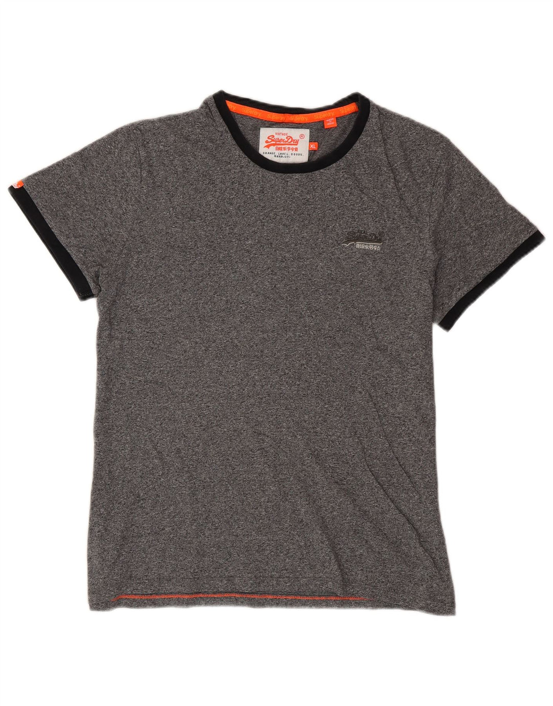 Superdry Herren-T-Shirt-Oberteil XL aus grau gefleckter Baumwolle