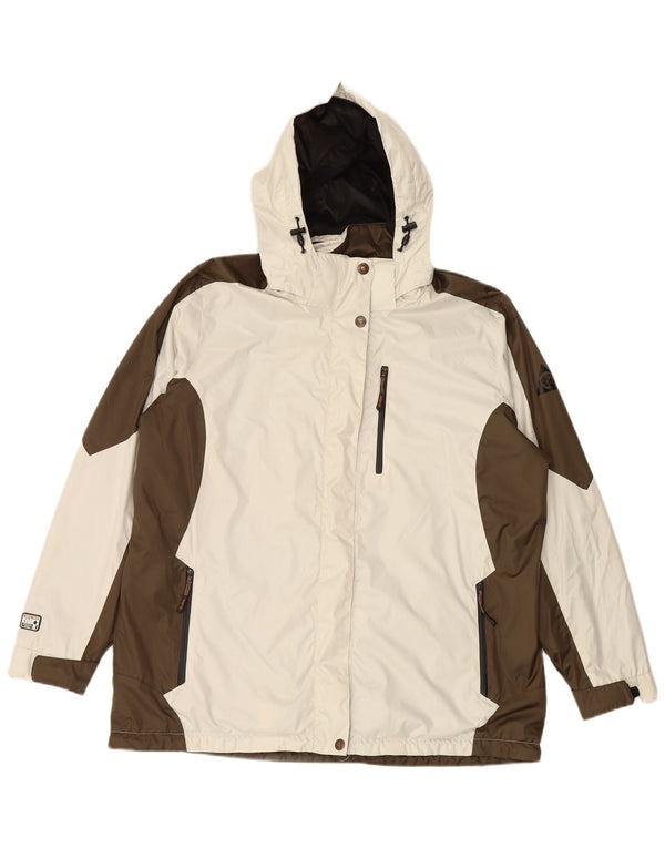 IGUANA Damen-Windjacke mit Kapuze, EU 46, XL, Weiß, Farbblock