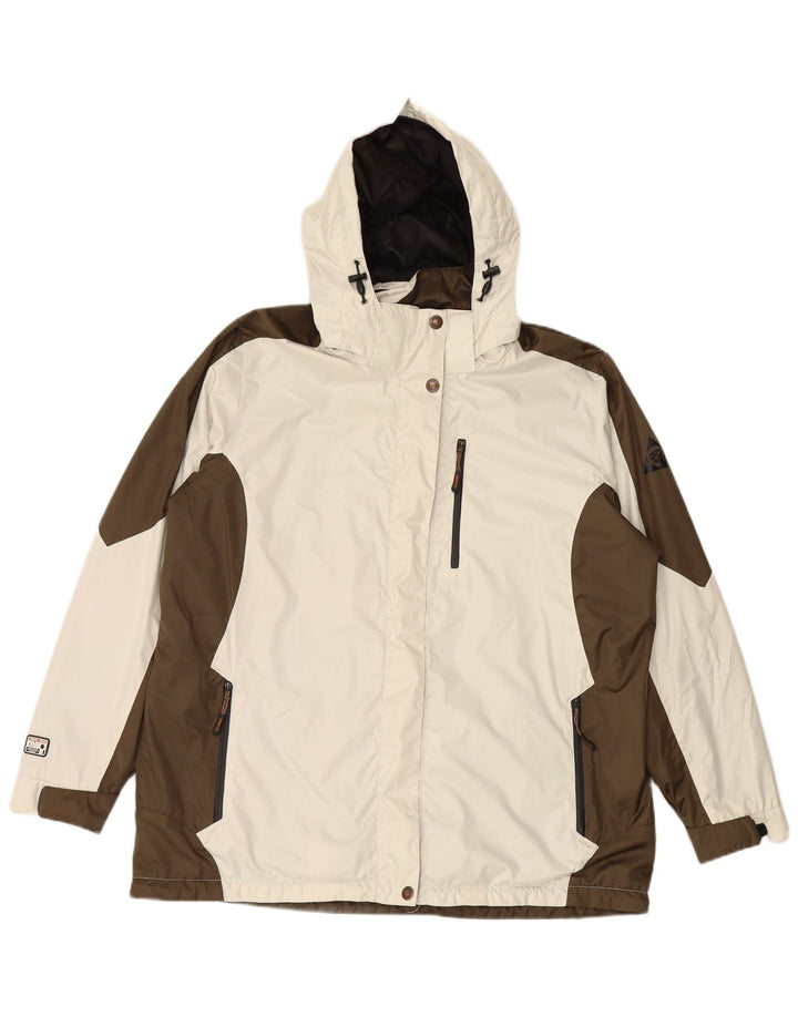 IGUANA Damen-Windjacke mit Kapuze, EU 46, XL, Weiß, Farbblock