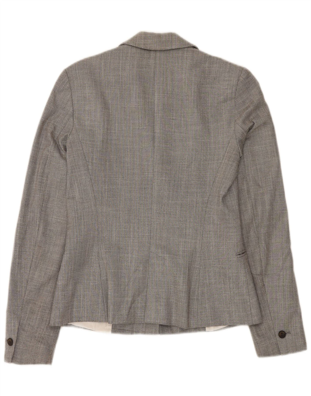 Zara Damen 1-Knopf-Blazerjacke UK 6 XS Graues Chevron-Polyester
