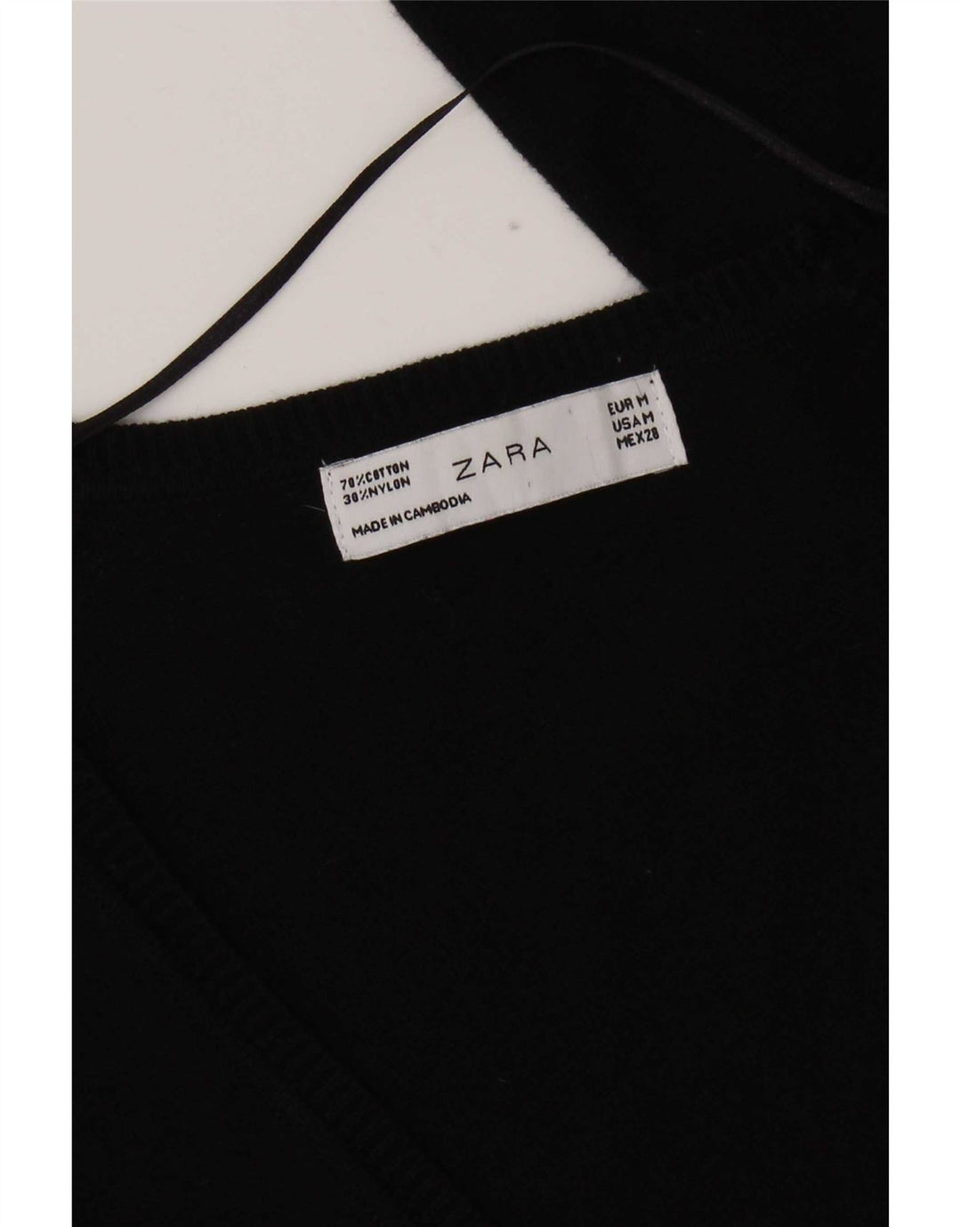 Zara Damen-Cardigan-Pullover UK 12 Mittelschwarze Baumwolle