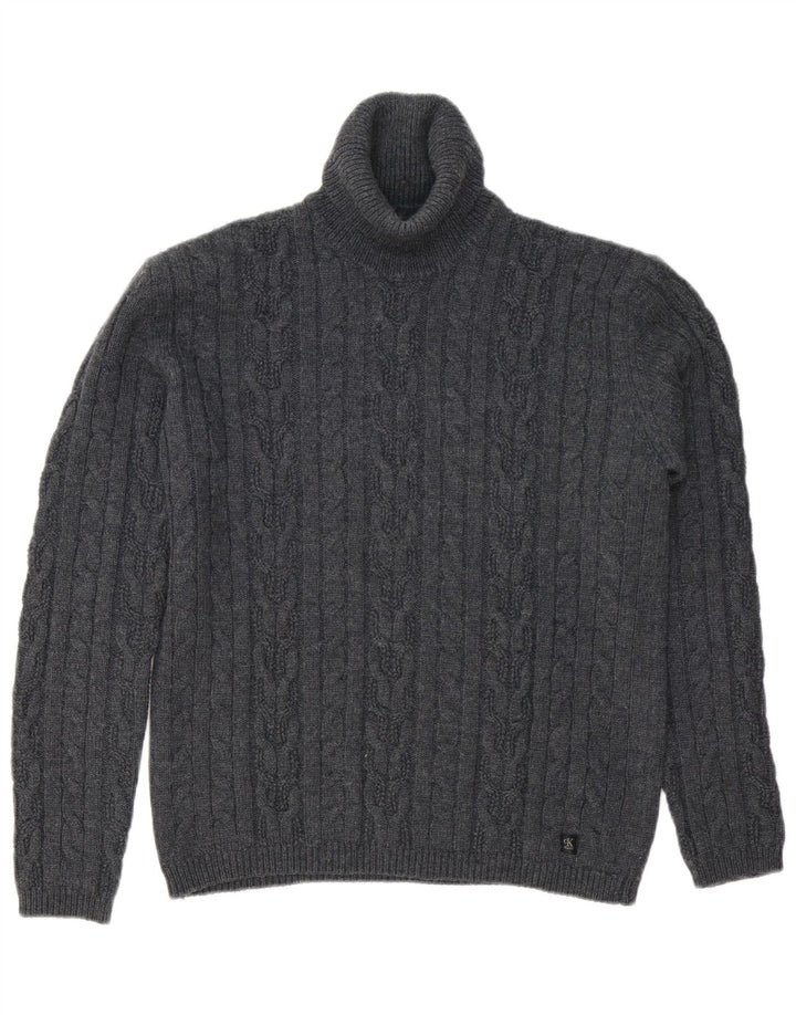 CALVIN KLEIN JEANS Übergroßer Rollkragenpullover für Damen, Gr. 18, XL, Grau