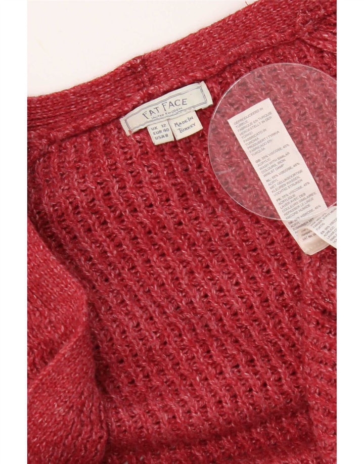 Fat Face Damen-Strickjacke, übergroß, offen, UK 12, Mittelrot, Viskose
