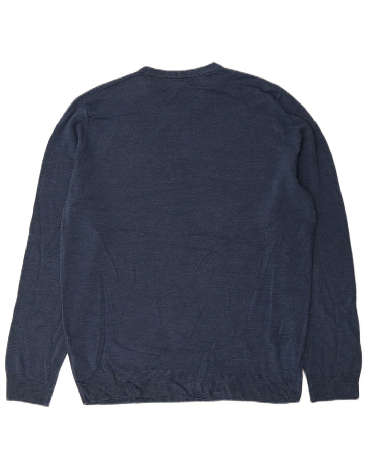 Marks & Spencer Herren-Pullover mit Rundhalsausschnitt, XL, Marineblau, Acryl
