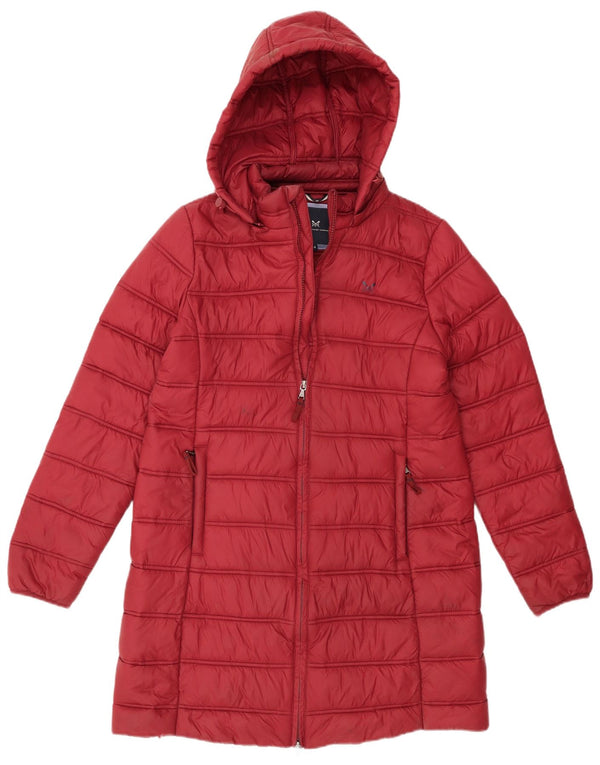 Crew Clothing Wattierter Damenmantel mit Kapuze, UK 14, Medium Burgunderrot, Nylon